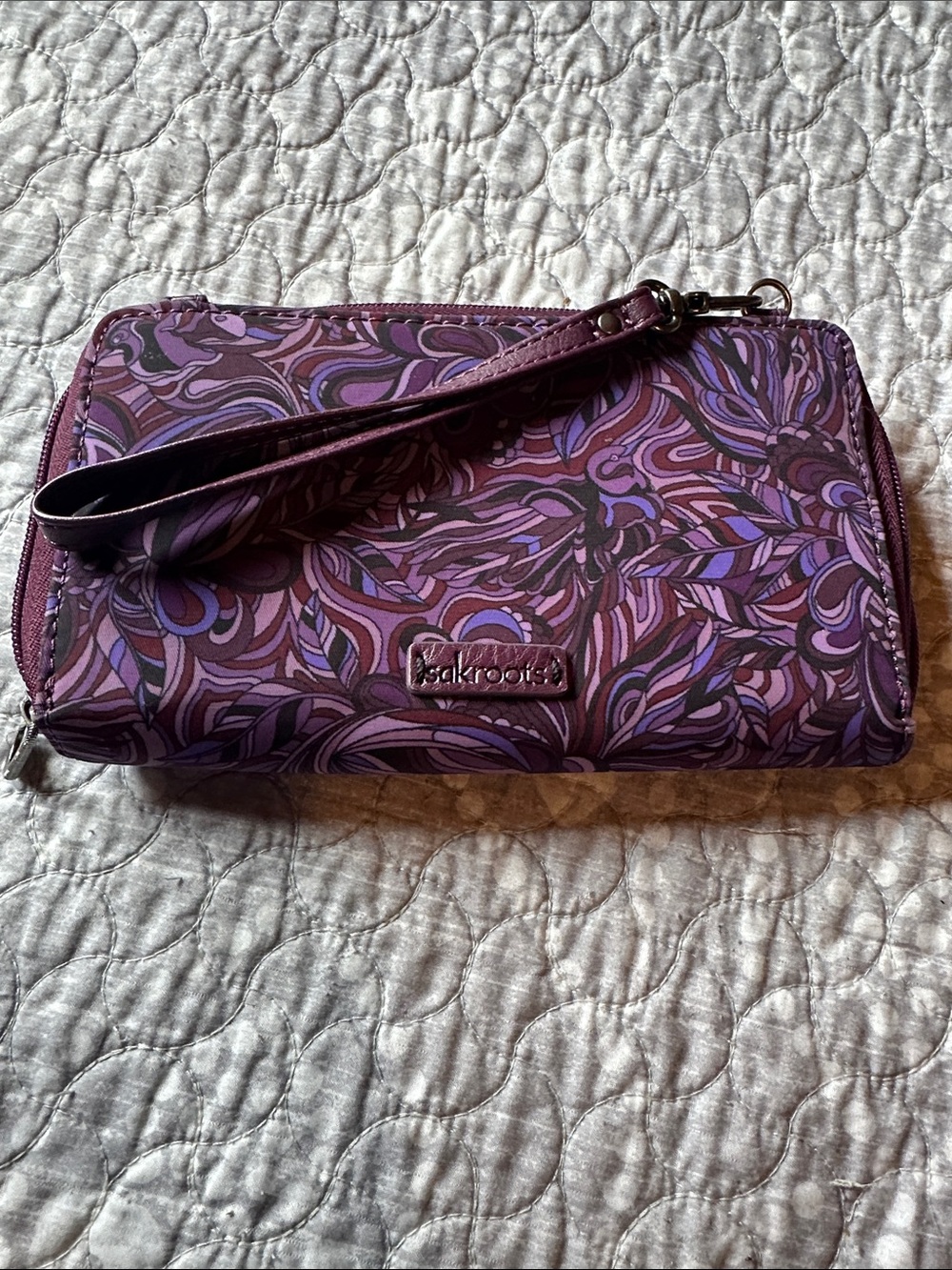 Sakroots Purple Swirl Floral Wristlet Clutch 8263